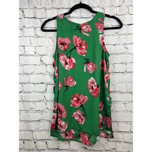 Who What Wear Green Floral Sleeveless Blouse